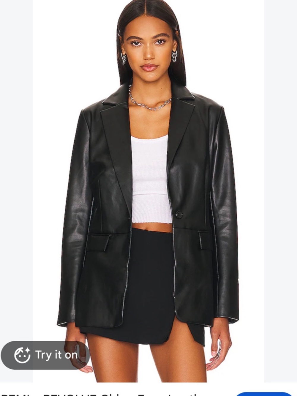 REMI x REVOLVE Chloe Faux Leather Blazer Black